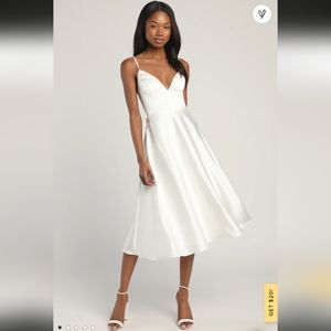 Lulu's white satin dress size small